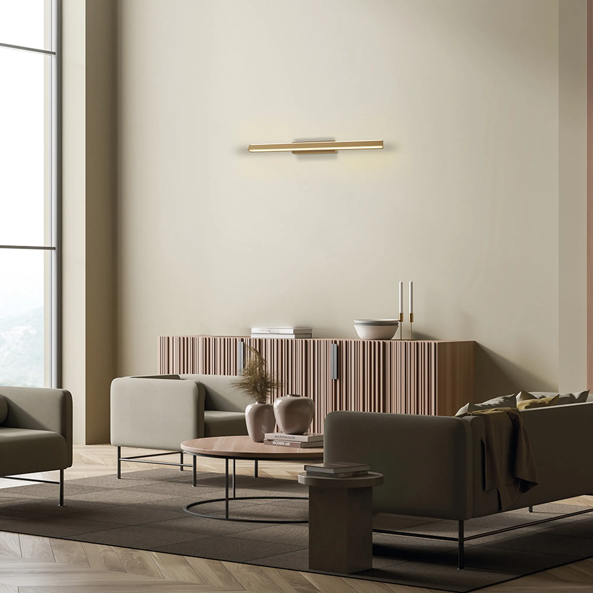 Lineal Painted Gold Wall Lights Mantra Flush Wall Lights